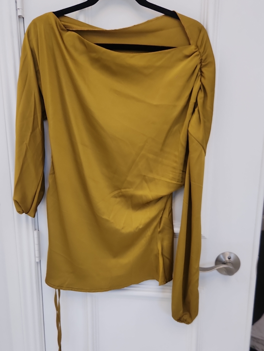 Women's Asymmetric One-Shoulder Dress in Mustard